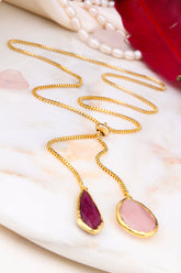 Agate & Pink Quartz Collier